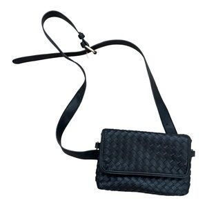 LULU DHARMA Black Woven Hip Belt Fanny Pack Purse